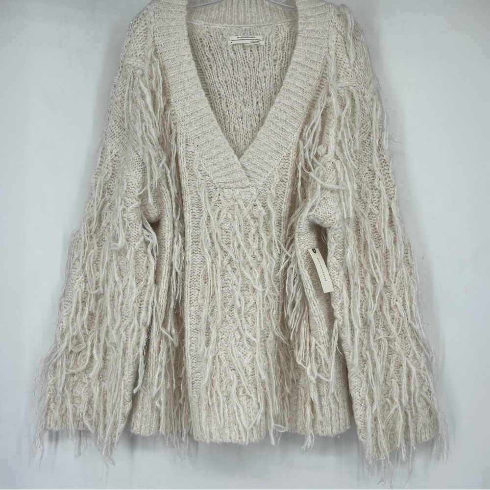 Anthropologie Cream V-Neck Sweater - Picture 7 of 14